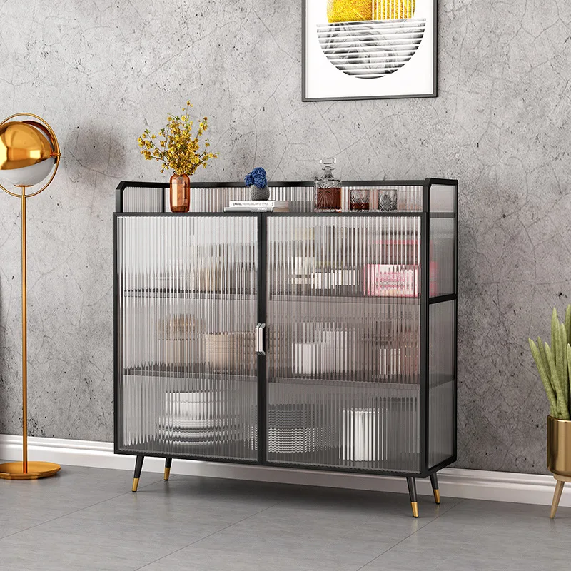 Wrought iron Changhong glass side cabinet, locker, living room wall storage, kitchen utensils, tea cabinet