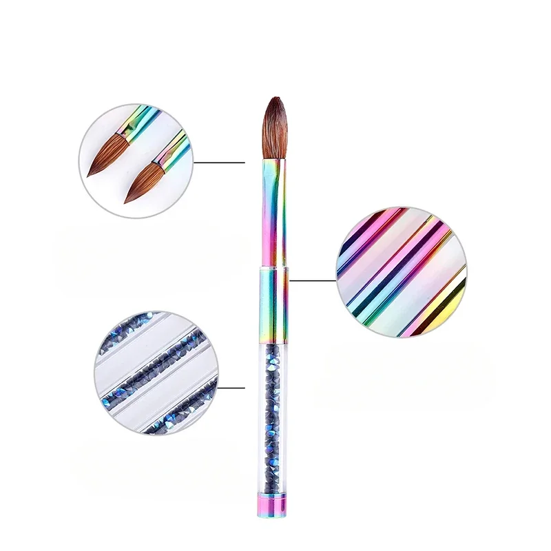 Rainbow Kolinsky Acrylic Brush Gel Nail Extension Builder Professional DIY Carving Painting Nail Pen Manicure Tools Brushes