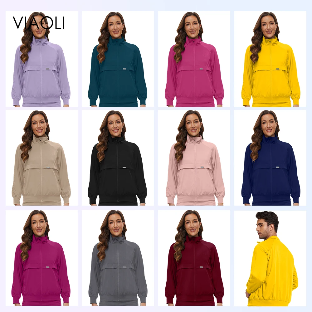 

Women's Warm-Up Scrubs Jacket Medical Doctor Surgical Coat High Quality Medical Nursing Uniforms Wholesale Nurse Outwear Lab Top