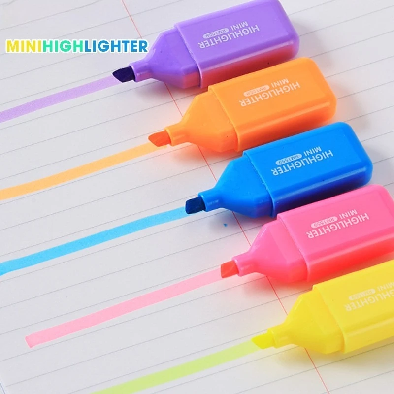 

4/5/6 Colors Kawaii Highlighter Pens Cute Bear Oblique Tip Quick-Drying For meetings Note Office Stationery School Supplies.