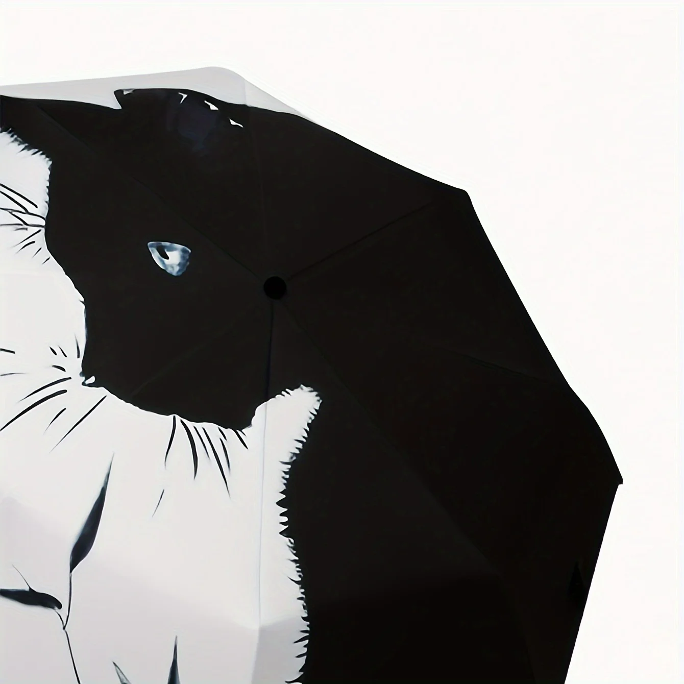 1pc Black And White Cat Pattern Folding Umbrella, Rainproof Sunshade UV Protection Travel Umbrella