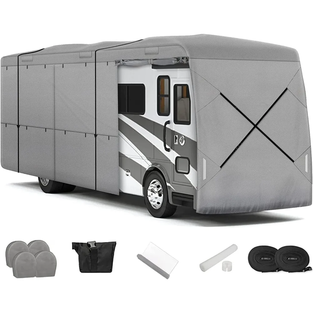 

Windproof Upgraded Class A RV Cover Motorhome Cover Fits 33' - 37' RV Extra Thick 5 Layers Top with Adhesive Repair Patches