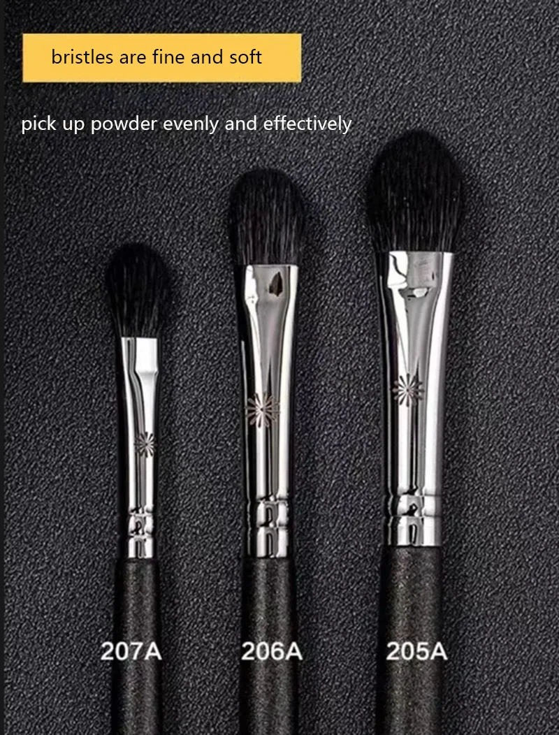 1 مجموعة شعر الماعز الأساسية عينيه ماكياج فرش صغيرة مزج العين الظل قاعدة كبير الأنف يشكلون فرشاة شعر الحيوان 205a 206a 207a