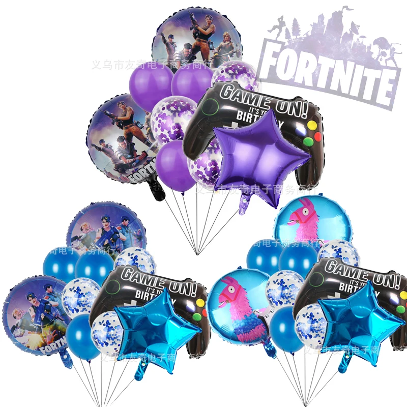 مجموعة بالونات تزيين حفلات أعياد الميلاد للأولاد من Game Fortnite، مجموعة بالونات لتزيين غرفة نوم الأطفال هدية لديكور غرفة نوم الأولاد