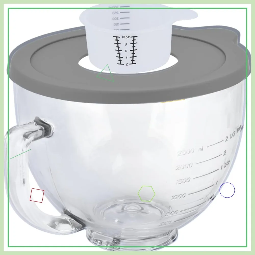 

5 QT Glass Tilt-Head Stand Mixer Bowl with Lid, Compatible with KitchenAid Series, Spill-Proof Cover for Easy Mixing