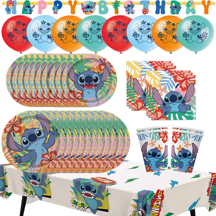 

Disney Lilo Stitch товары для вечеринок для мальчиков и девочек, набор одноразовой посуды на день рождения, бумажная тарелка, вечерние подарки на Рождество