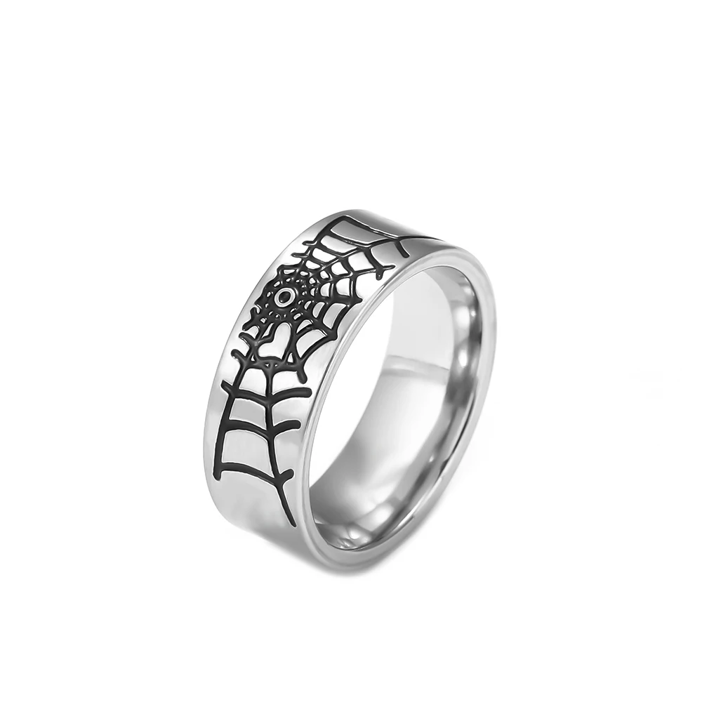 Retro Spider web Stainless Steel Ring For Men PUNK Goth Viking Biker Jewelry Accessories Fashion Party Gift - Image 6