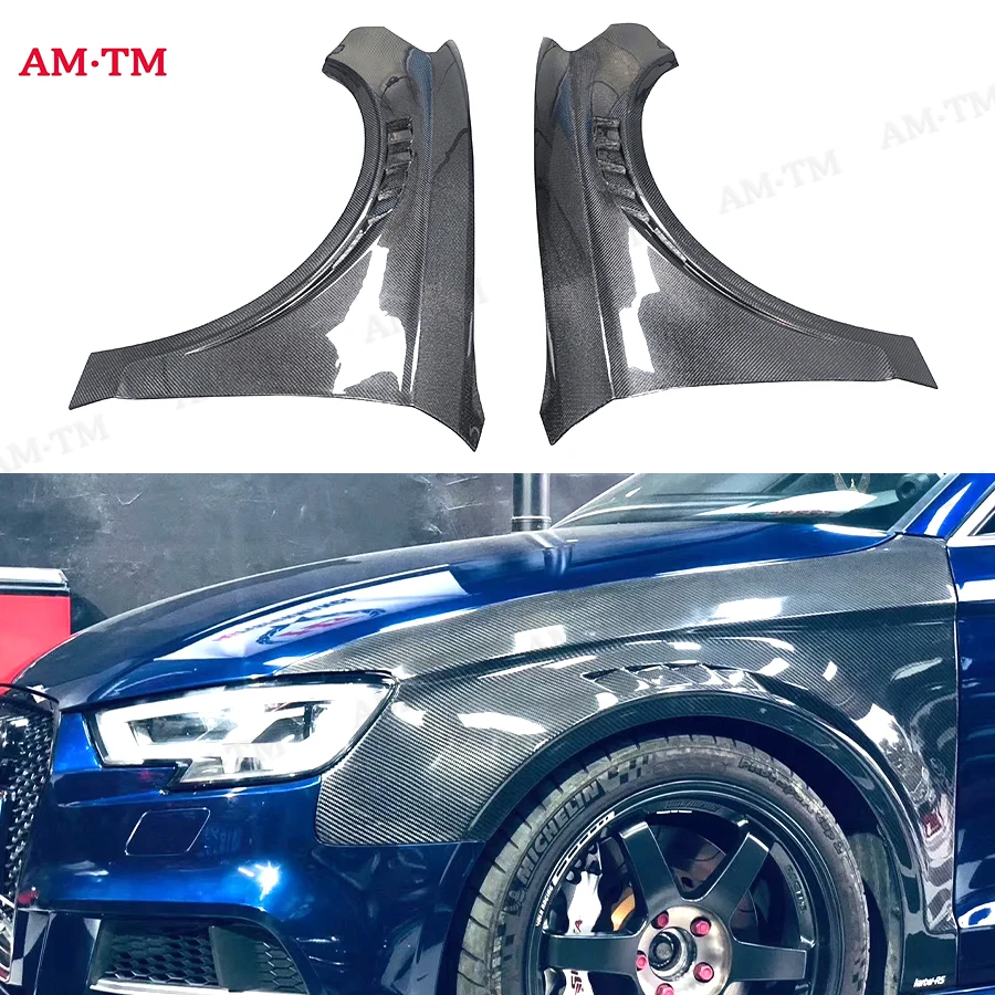 

For Audi A3 S3 2014-2020 Carbon Fiber Car Front Bumper Side Fender Air Vent Covers Trims Parts Upgrade Body kit