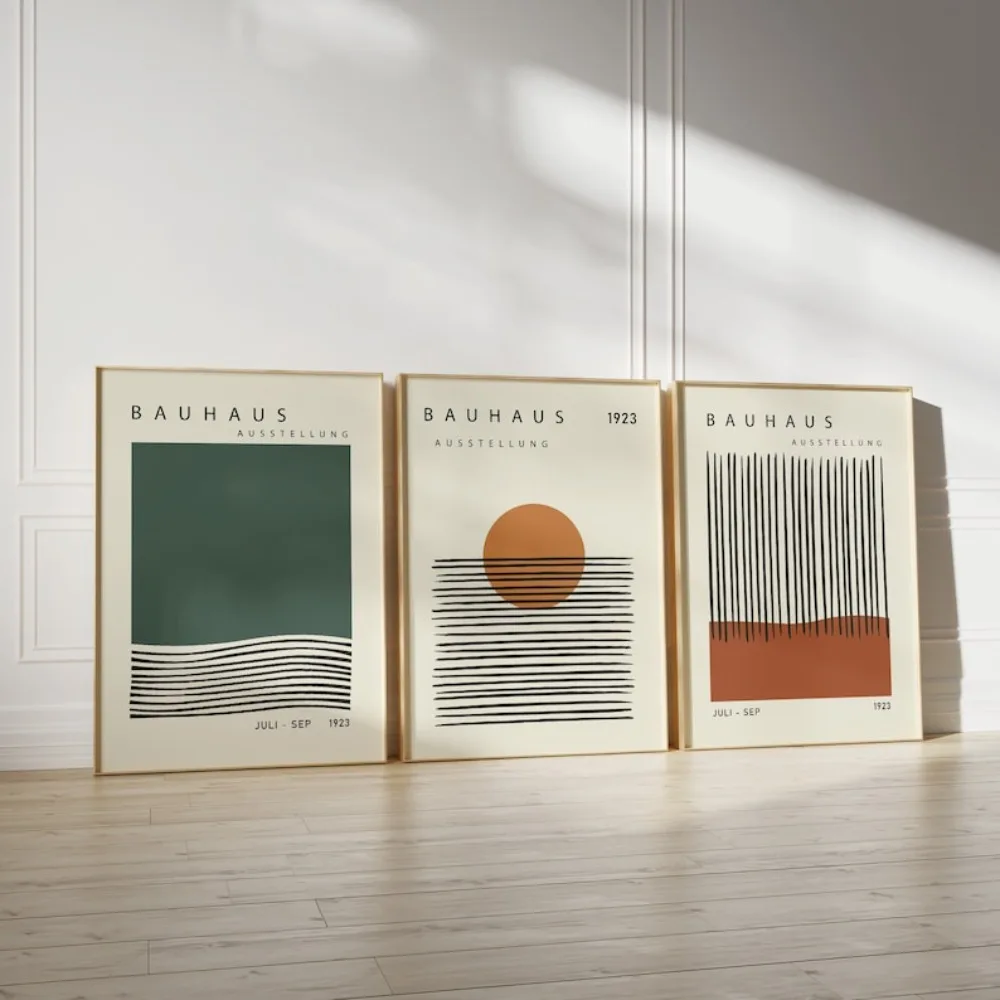 3 Frameless Bauhaus Exhibition Poster,Mid-century Modern Posters,Bauhaus Printing,Geometric Art,Pop Culture Art,Instant Download