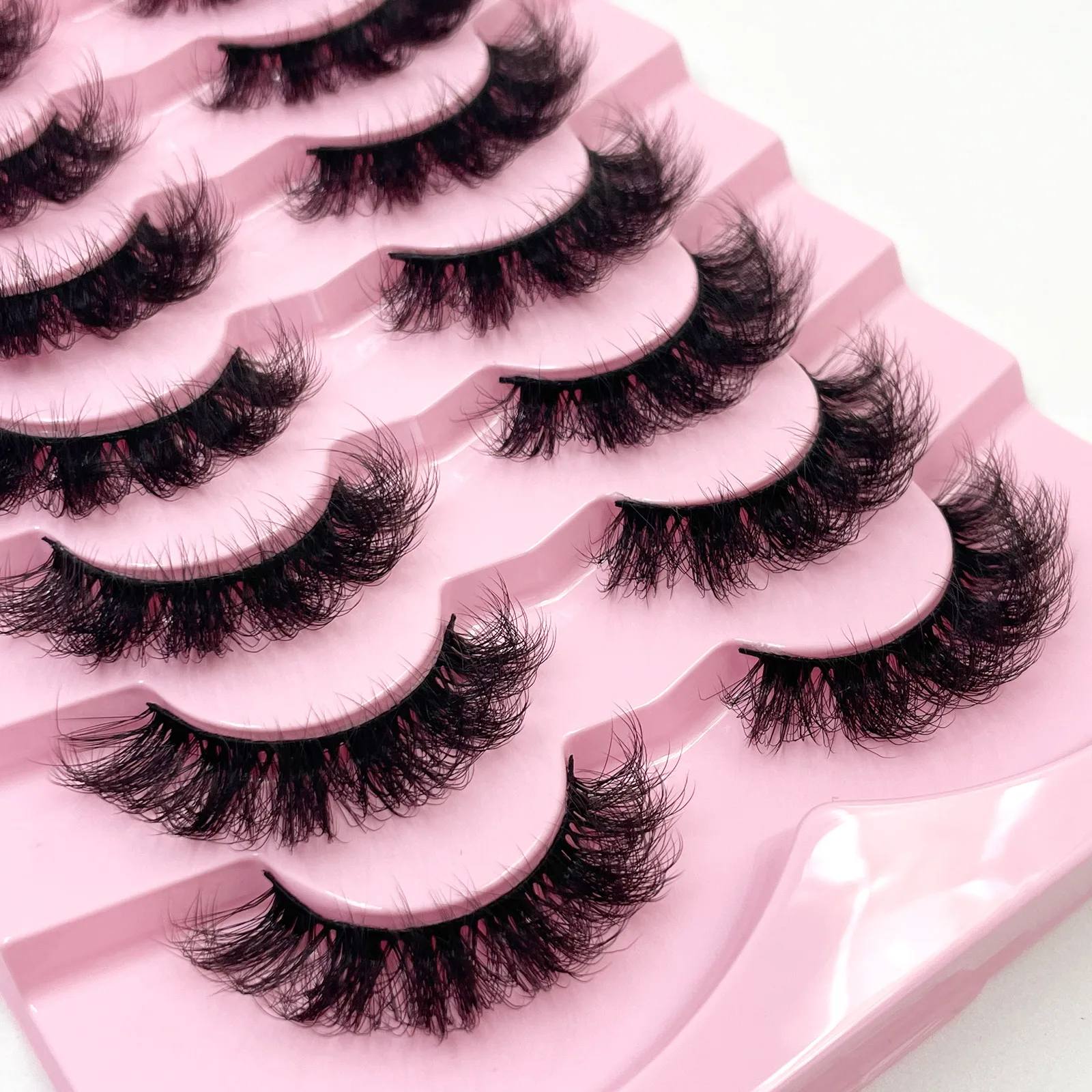 New 7 Pairs of Thick, 3D Simulation Mink Fur Fake Eyelashes Short, Dramatic Fake Eyelashes Wholesale Full Line Fake Eyelash Make