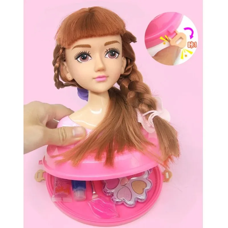 Maison de jeu jouet poupée de coiffure jouet demi-corps maquillage princesse poupée ensemble Double queue de cheval vague rouleau coiffure beauté cadeau d'anniversaire