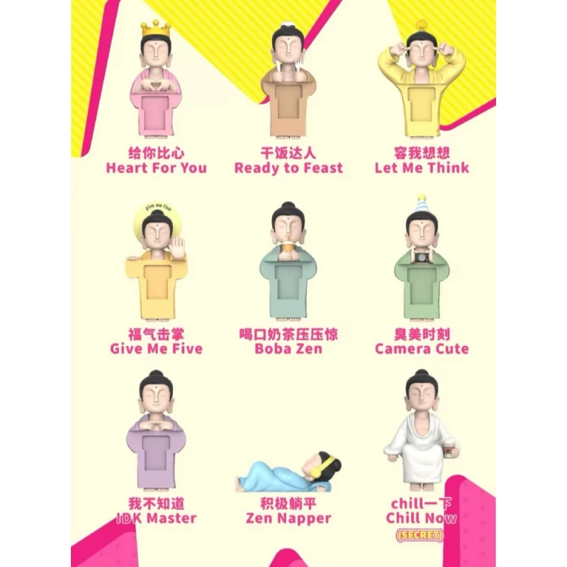

Genuine Inspiration Power Amitofo Fo Le U Give Me Five Series 5-8cm (2-3.1 Inch) Blind Box Phone Stand Desktop Ornament Gift