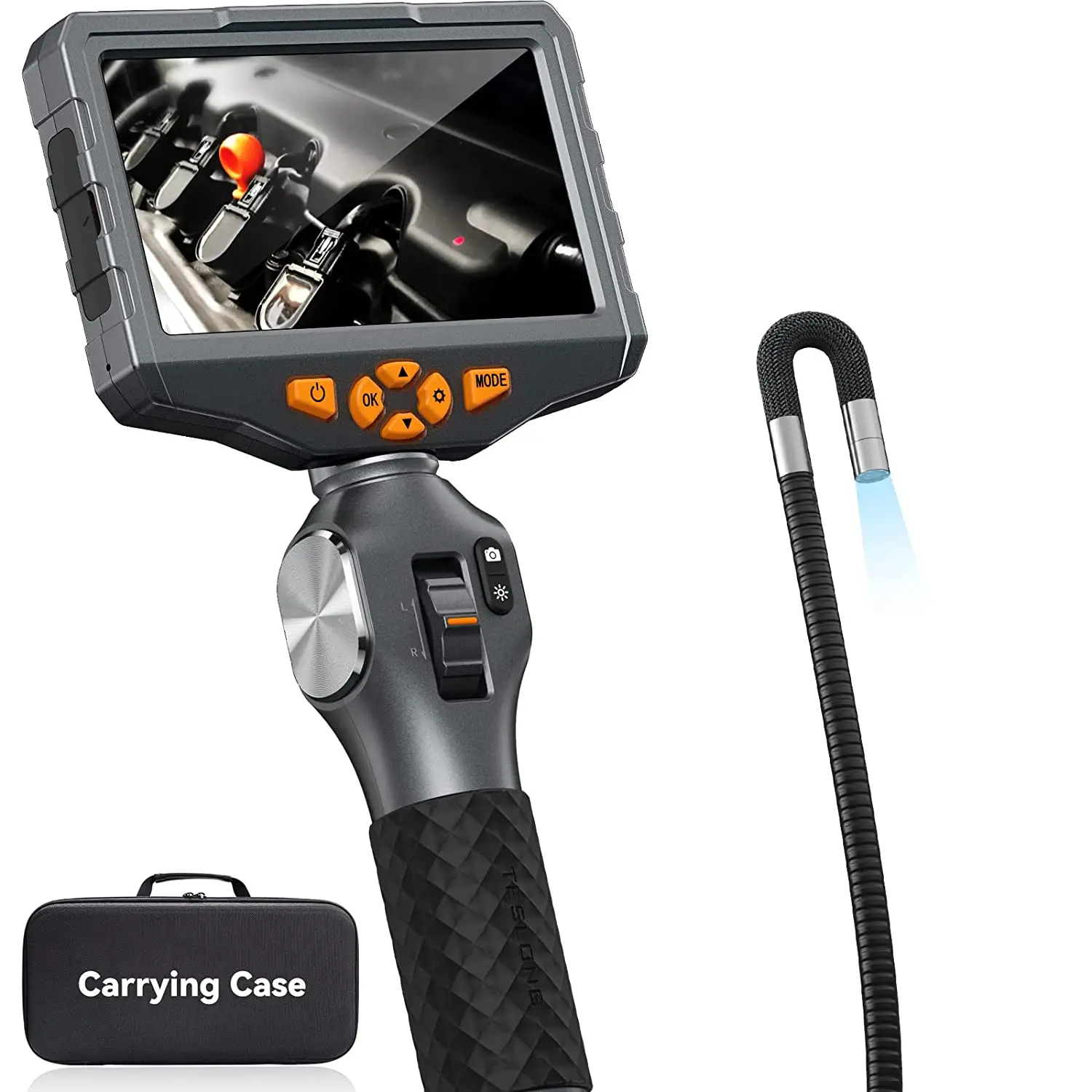 Teslong Articulating Borescope 5.0 Inch IPS Screen 210 Degree Steering Endoscope Video Inspection Camera for Aircraft Mechanics