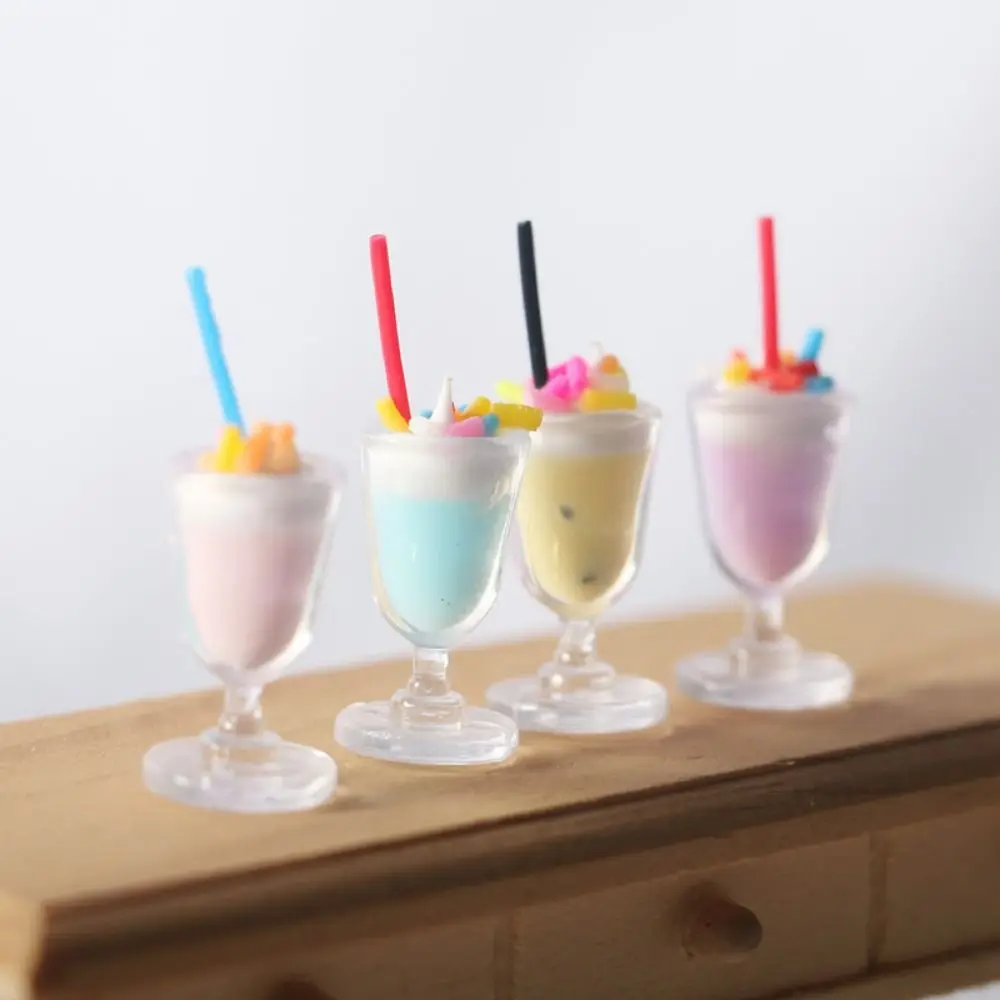 8pcs Dollhouse Cute Resin Creamy Ice Cream Cups Miniature Mini Ice Cream Play Food for Kitchen Decor Toys Home Decor Figurines