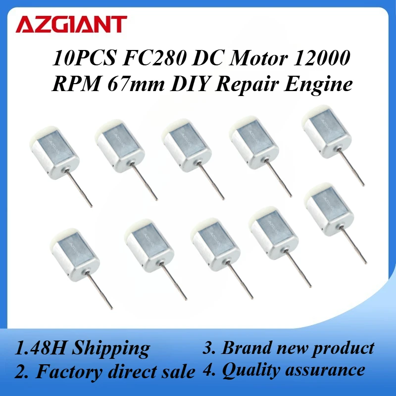 

10PCS FC280 DC Motor 12000 RPM 67mm DIY Repair Engine For Car Replacement Power Accesseries Forward Rotation Toy High Quality