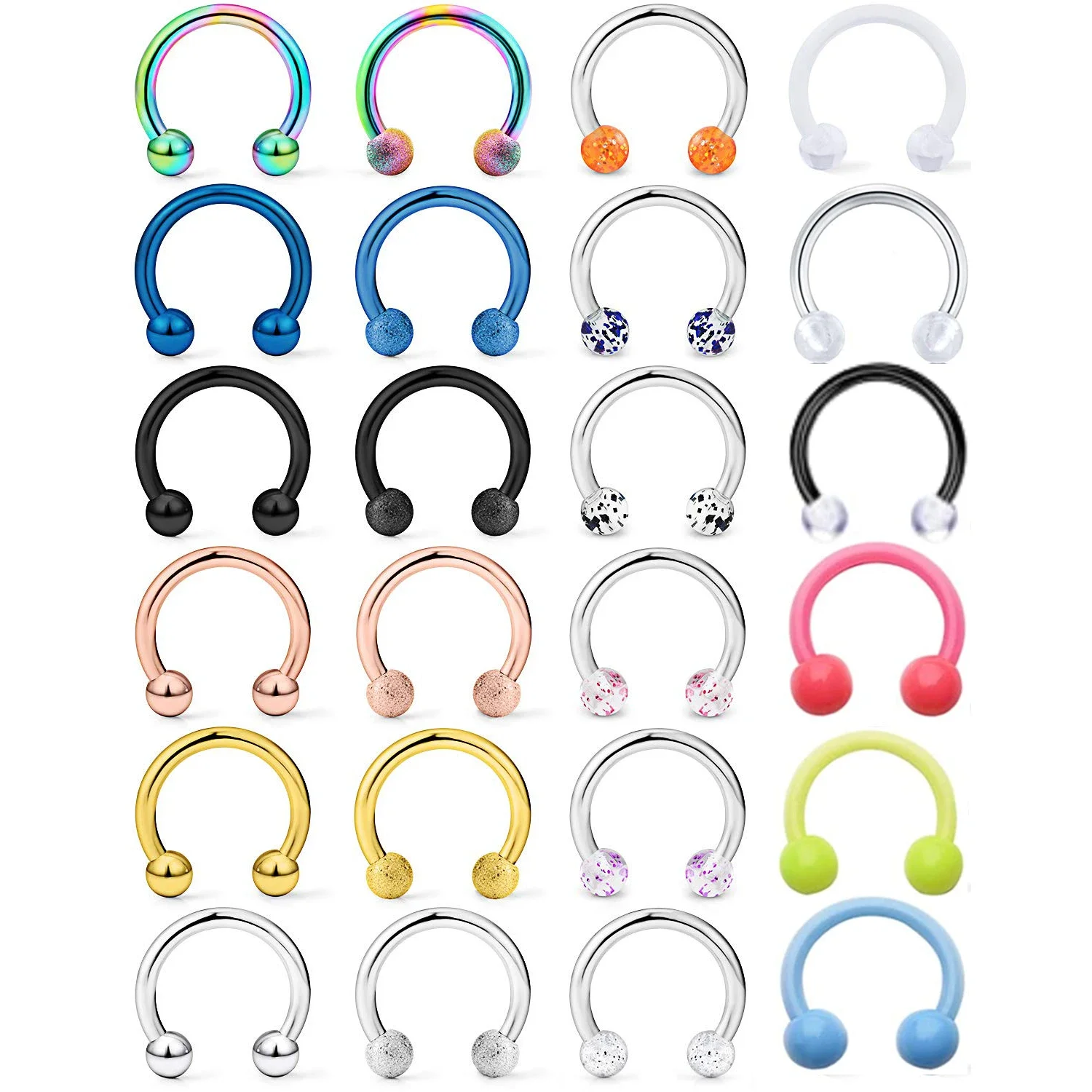 

1 Pcs 16G Surgical Steel Nose Septum Rings Piercing Jewelry Acrylic Threaded Helix Earring Lip Horseshoe Barbell Unisex 8mm 10mm
