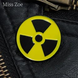 Warning Sign Enamel Pin Custom Radioactive Nuclear Radiation Hazard Brooches Lapel Backpack Accessory Badges Jewelry