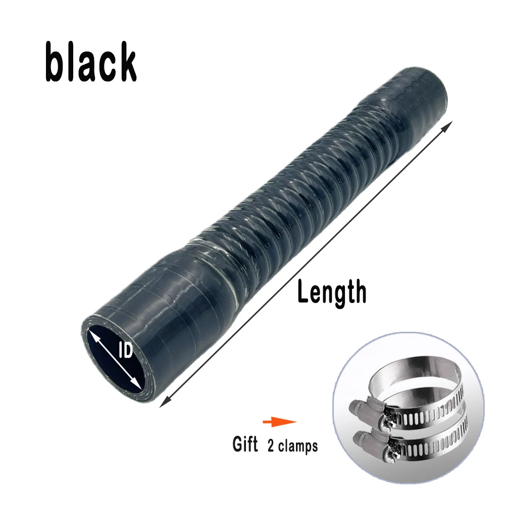 Zwarte Siliconen Flexibele Slang Universele Radiator Slang Auto Luchtinlaatpijp Intercooler Luchtfilter Aansluitbuis ID 16 MM ~ 75 MM