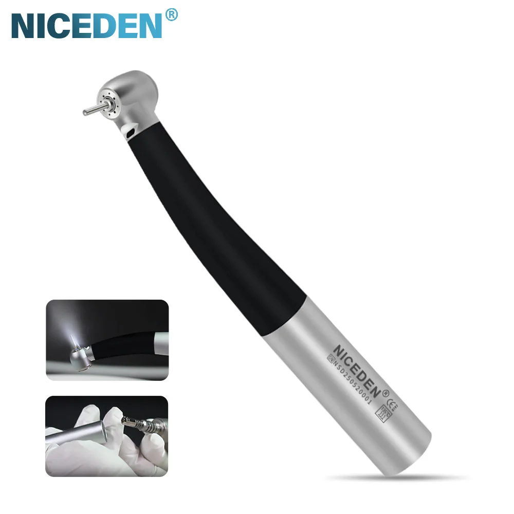 Niceden Стоматологический оптоволоконный высокоскоростной наконечник с керамическим подшипником, воздушная турбина, кнопочная головка с быстроразъемным соединением KAVO