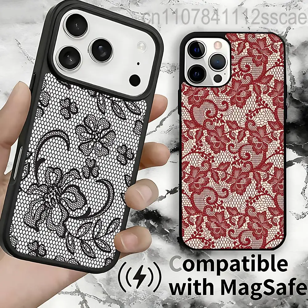 

Vintage Lace Print Pattern For IPhone 17,16,15,14,13,12,11,Pro,Max,Plus,Mini,SE4,E Protective Magnetic Case Cover