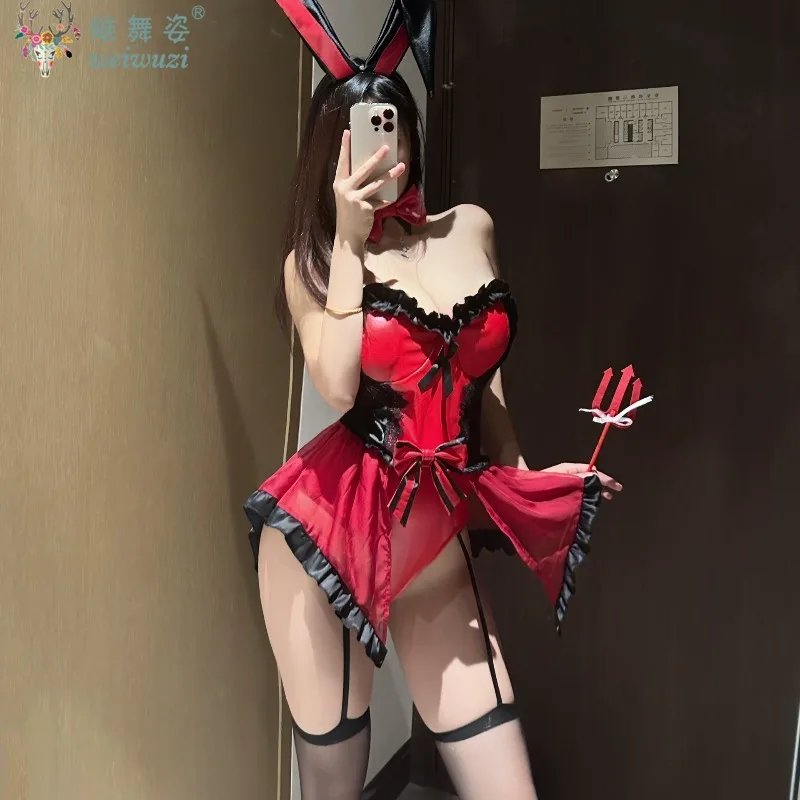 Sexy Adult Female Bunny Girl Bodysuit Cosplay Costume Devil Party Rave Sexual Club NightClub Lingerie Uniform Carnival Outfit