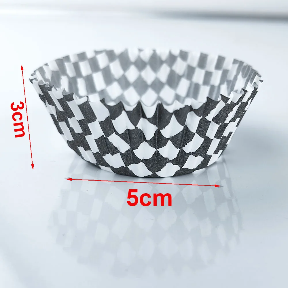 48pcs  Checkered Black and White Racing Stick Flag 100pcs Checkered Baking Cups Cupcake for Race Car Party Birthday Decorations