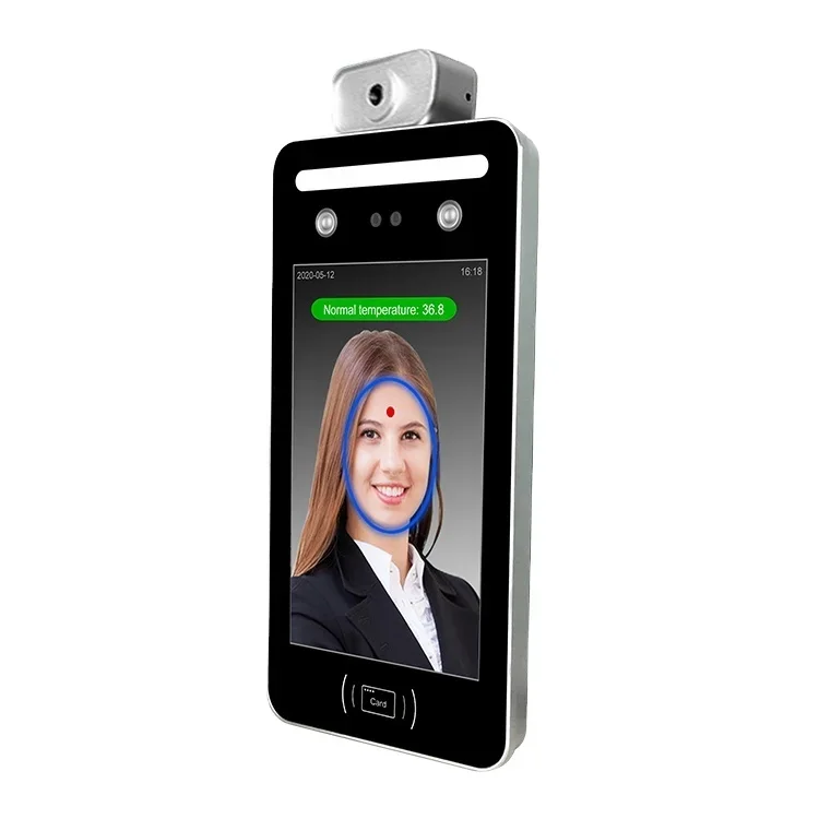 

8" inch Face Recognition Free SDK Built-in Card QR Code Reader Body Temperature Measurement Facial Recognition access control