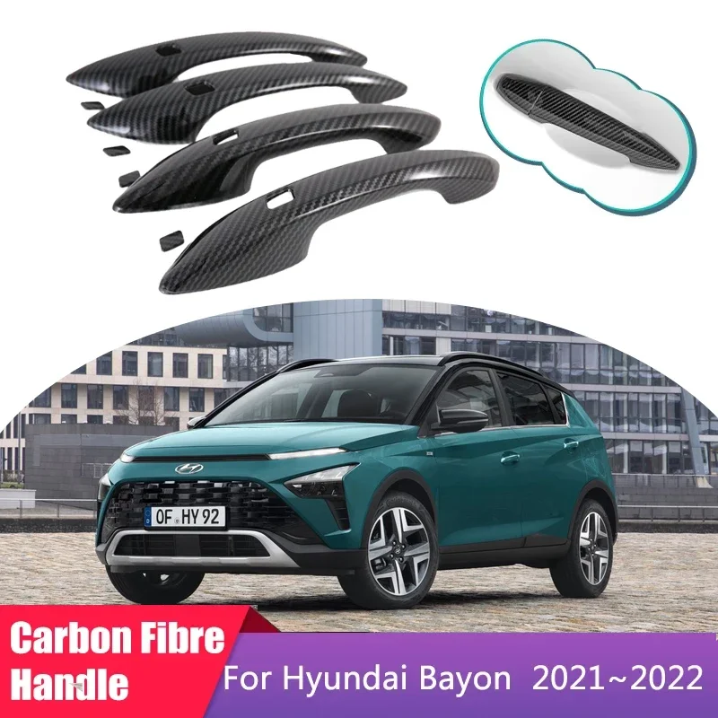 for Hyundai Bayon BC3 CUV 2021 2022 Carbon Fiber Outer Door Handle Cover Protection Film Styling Stickers Trim Car Accessories