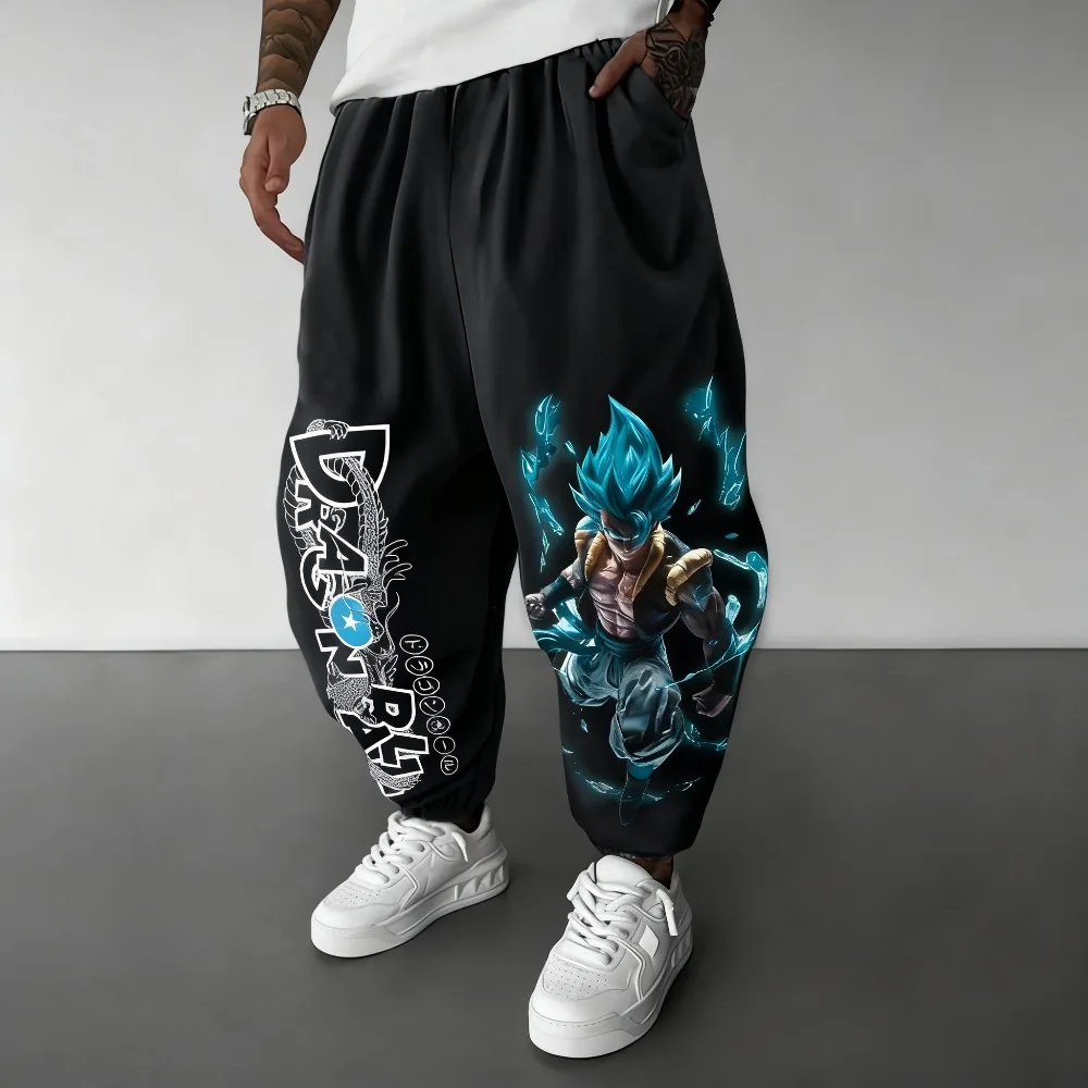 لعبة دراغون بول أنيمي Gogeta الأزرق المطبوعة السراويل الرياضية 2025 الخريف/الشتاء الرجال جديد فضفاض عادية الأمريكية Ins حجم كبير سراويل قطنية #5