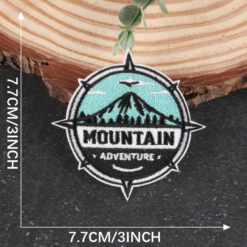 Mountain Camping Travel Embroidered Round Badges Armbands Clothing Accessories Patch Embroidery Iron on patch for Clothing