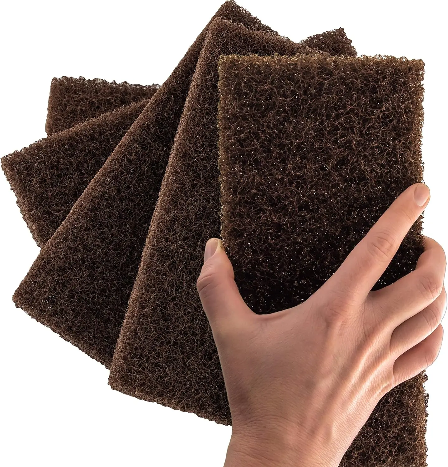 

XL Scouring Pad 5 Pack, 10x4.5in Heavy Duty Nylon Scrubbing Sponges for Kitchen Bathroom Floor