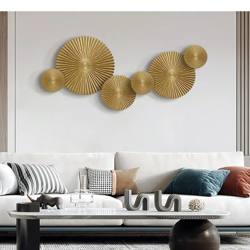 Golden Wooden Decorative Disc Wall Decoration Round Crafts Hanging Ornaments Aesthetic Room Decor Backdrop Display Pendants