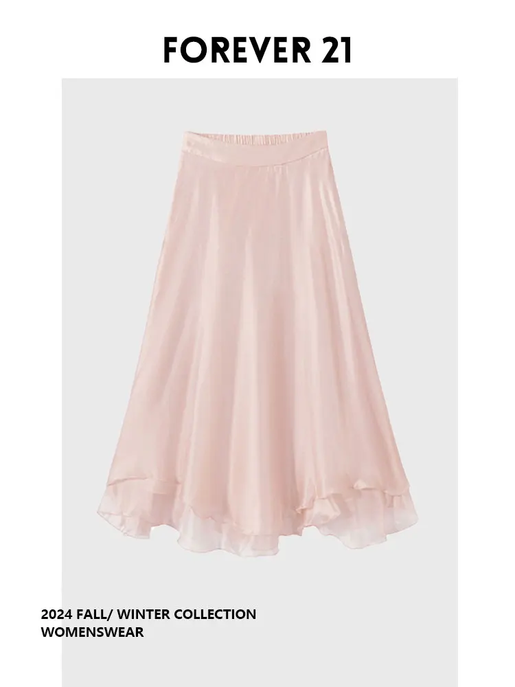 

Премиальная розовая юбка-миди Forever 2 для женщин, универсальная, в стиле фэйри, для повседневной носки, приталенная, осенняя коллекция