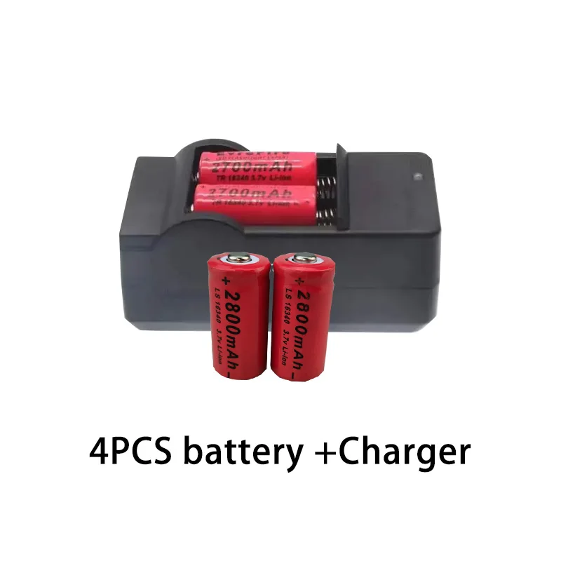 16340 Battery 3.7V 2800mAh Rechargeable Li-ion Battery CR123A for LED Flashlight with 16340 CR123 Battery Charger