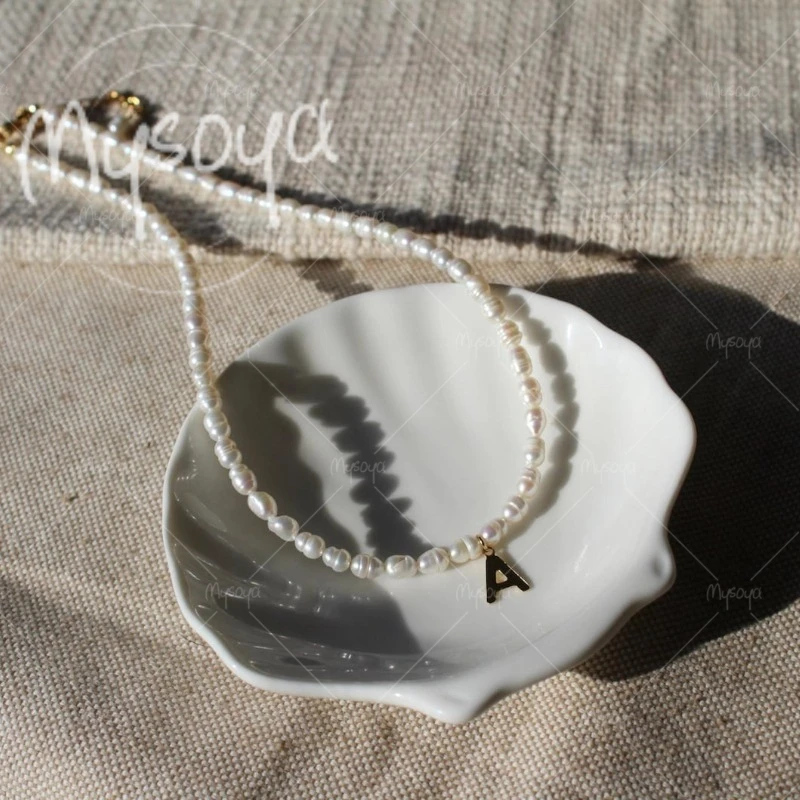 

MYSOYA 5-6mm Elegant White Rice Pearl Necklace, Perfect for Birthday/Anniversary/Wedding/Mother's Day/Father's Day Gift A0464