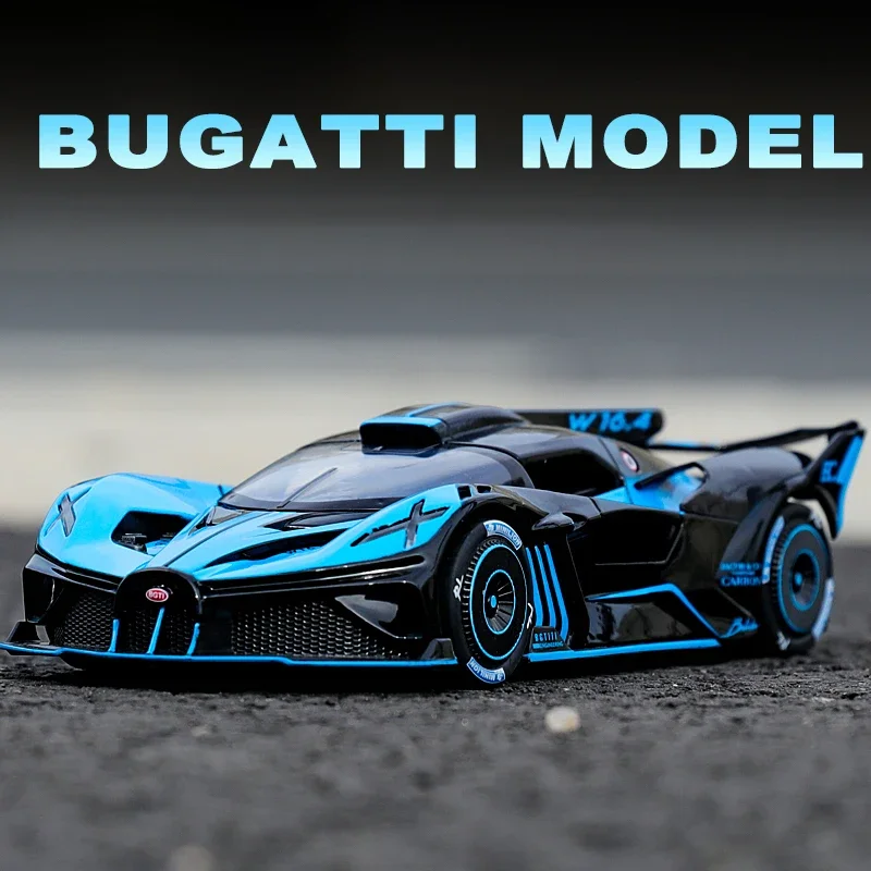 1:24 Bugatti Bolide Alloy Sport Car Model Diecast Metal Toy Racing Vehicles Sound And Light Toy Collection Gift For Childrens