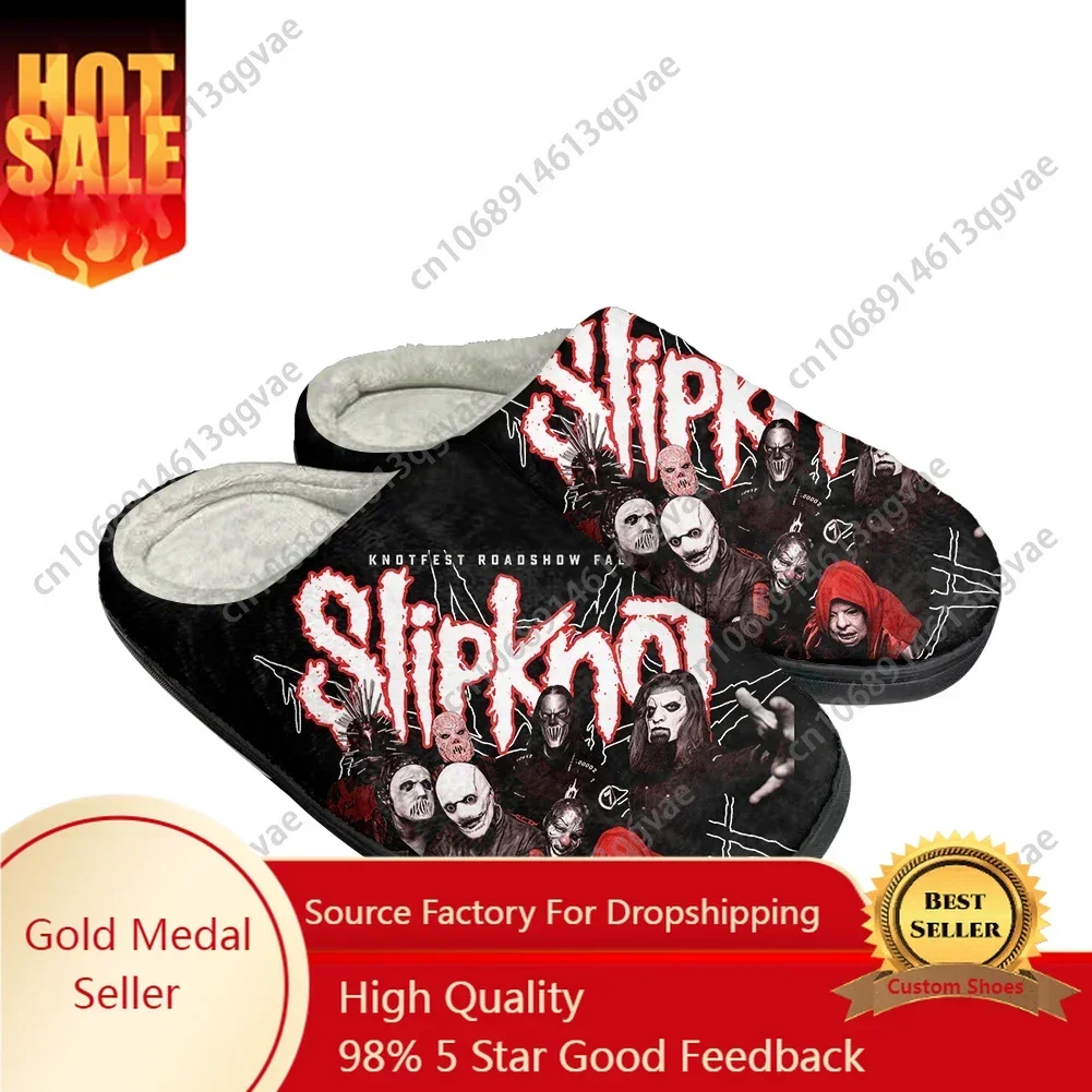 

S-Slipknotss Heavy Mental Band Home Cotton Custom Slippers Mens Womens Plush Bedroom Casual Keep Warm Shoes Cute Thermal Slipper