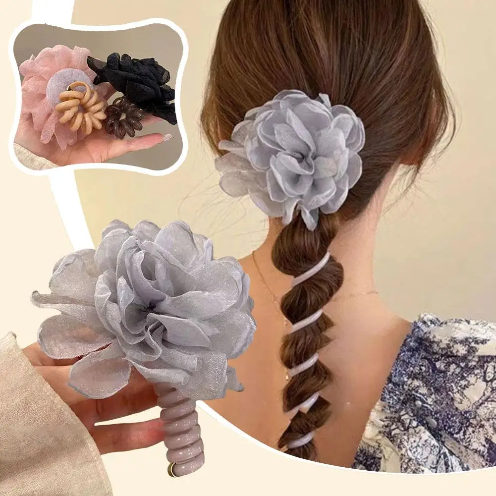 Floral Telephone Wire Hair Loop Super Fairy Hair Band Braid Bubble Girls Rope Hair Magic Accessories Clips Hair Head Hair R7H0