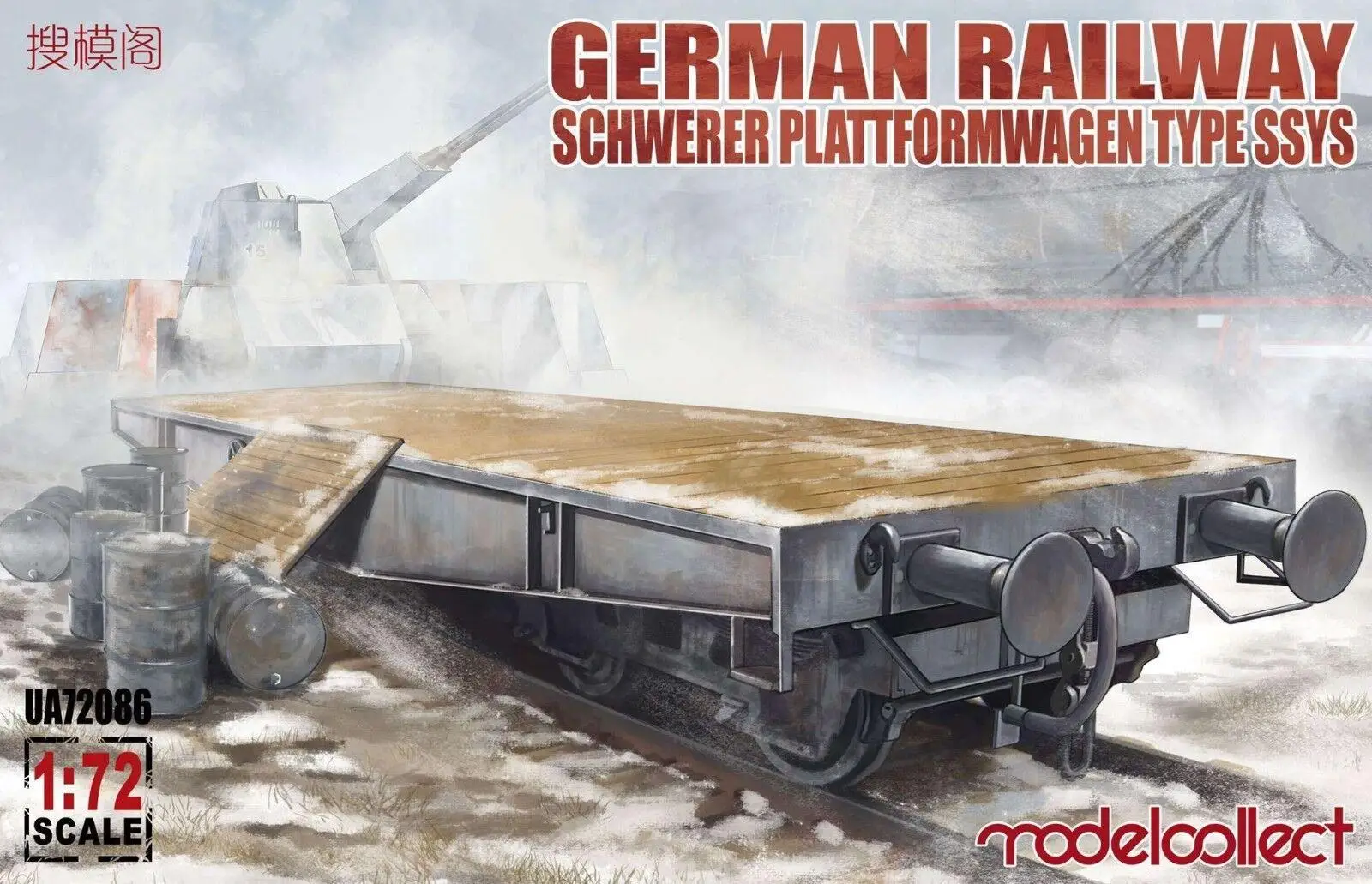 

Model Collect UA72086 1/72 German Railway Schwerer Plattformwagen Type SSYS Plastic Model Kit