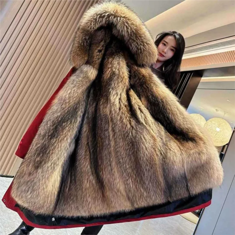 معطف سميك مختلط قابل للفصل مكون من قطعة واحدة من الفرو الجديد #1