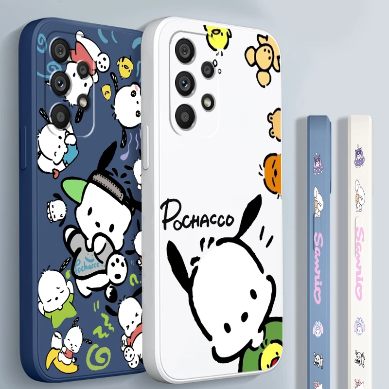 Pacha Dog Sanrio Cartoon Liquid Left Rope For Samsung A54 A53 A52 S A33 A32 A51 A71 A21S A13 A73 A72 A23 A12 5G 4G Back