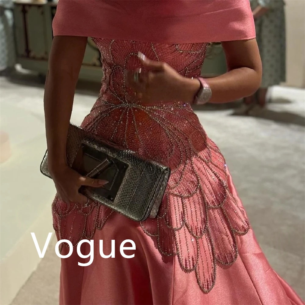 

Customized High Quality Satin Evening Dress Temperament Off the Shoulder Homecoming Dress Luxury Court Train Vestido De Festa