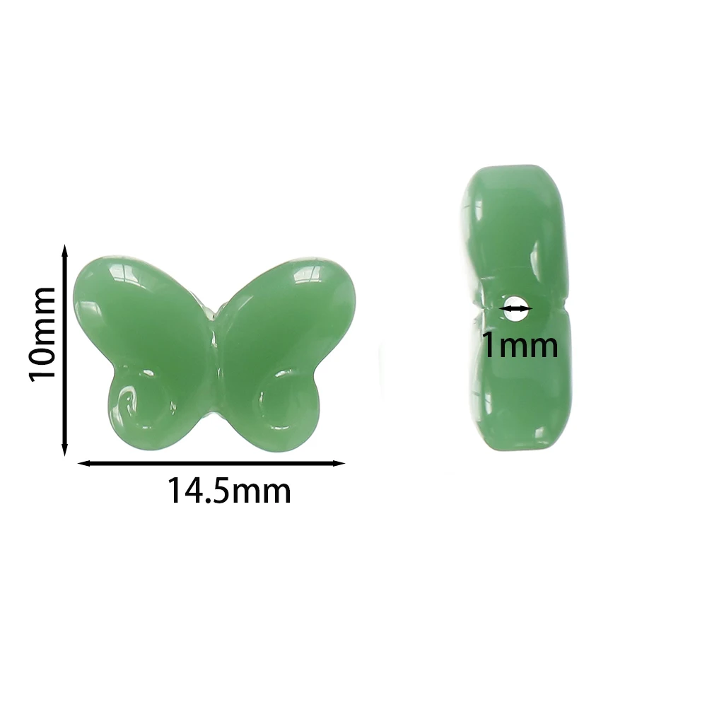 10pcs 14.5mm Gradual Color Cute Butterfly Glass Beads Small Loose Spacer Beads For Necklace Bracelet DIY Jewelry Making Findings