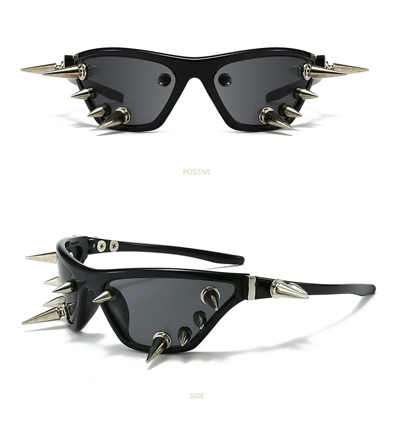 Cyberpunk DIY Unisex Übertriebene Sonnenbrille Niete Motorrad Stil Hip Hop Streetwear Brille Handgemachte Optische Brillen – Detail 25