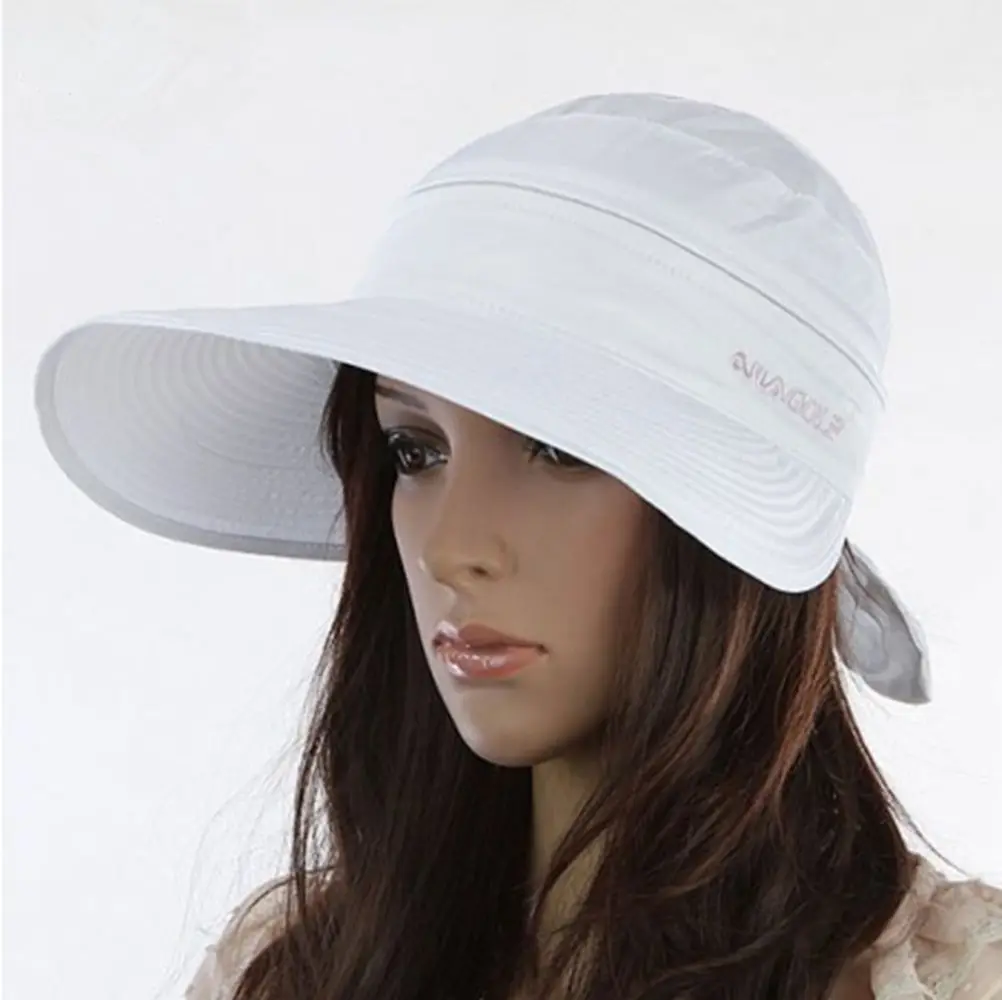 Women Wide Brim Sun Hat Foldable Anti-UV Beach Visor Caps Hats Ladies Summer Outdoor UV Protection Beach Sport Cap