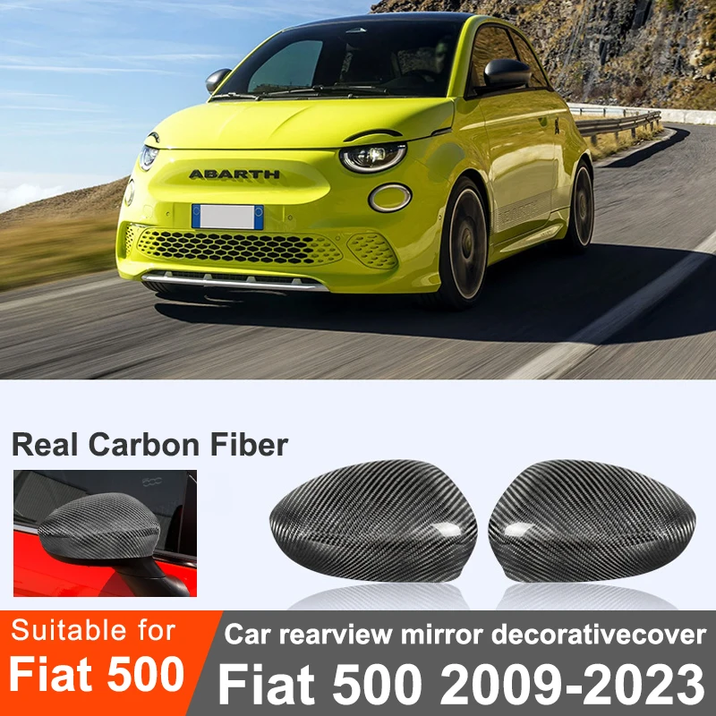 For Fiat 500 Abarth 2009-2023 Car Rearview Mirror Decorative Protective Sticker Cover Car Carbon Fiber Modification Accessories