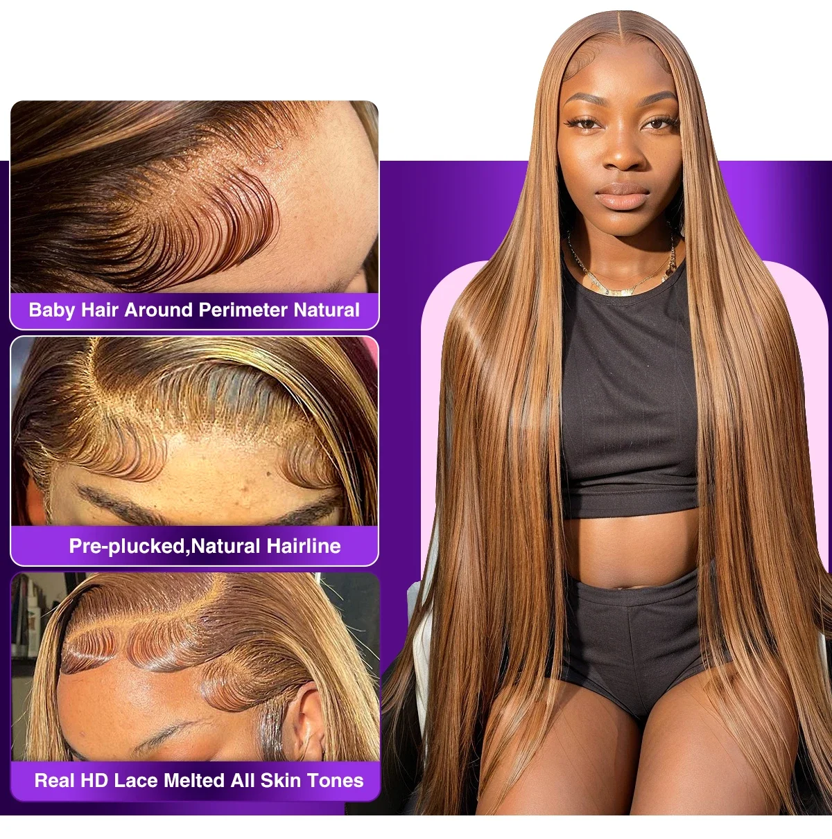 250% Bone Straight 13x6 Ombre HD Lace Frontal Wig Colored Human Hair Wigs 30 38 Inch 4/27 Highlight 13x4 Lace Front Wig