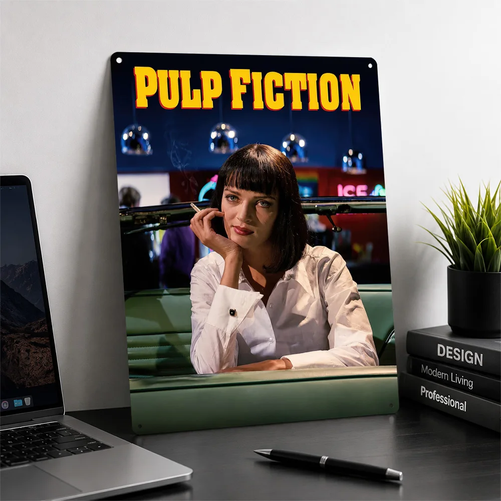 Mia Wallace Pulp Fiction 3D Texture Metal Poster Customized Wall Art Tin Sign Gift for Mancave Decor Luxury Bedroom Stuff Home