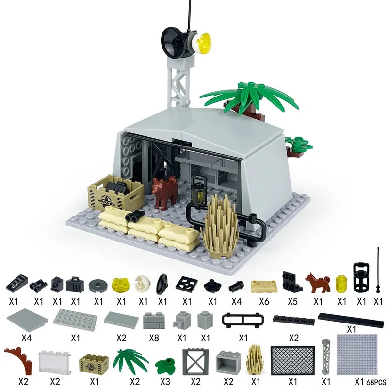 MOC City Military Guard Tower Building Blocks Field Command Post Bricks Toys for Children Boys Thanksgiving Day