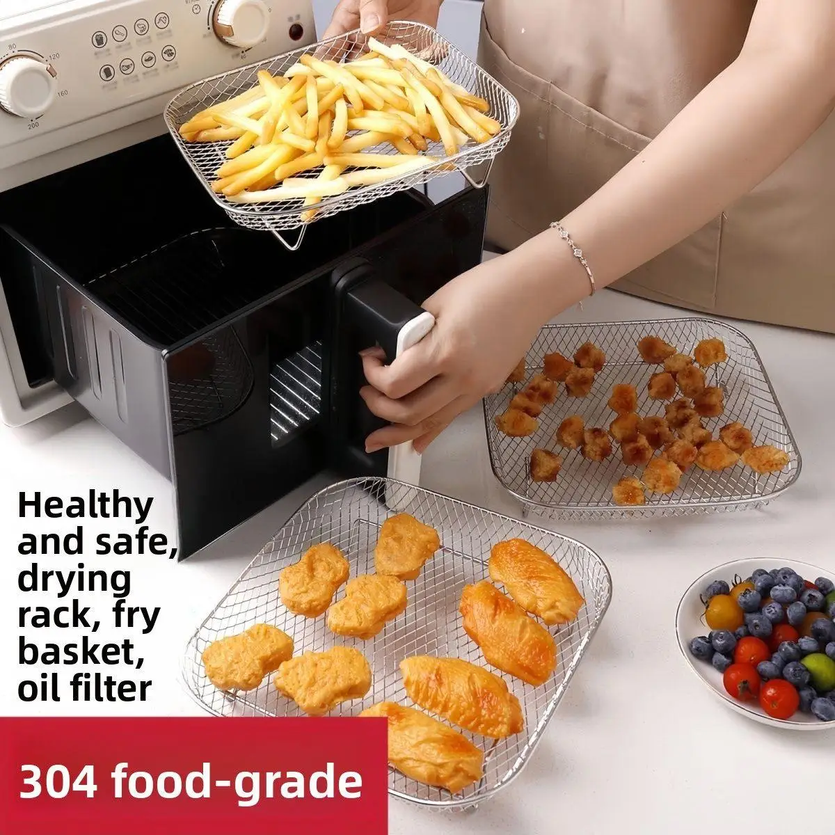 

Stainless Steel 304 Square round BBQ Grill Rack Frying Pan Baking Oven Accessories Kitchen Cooking Utensils BBQ Net